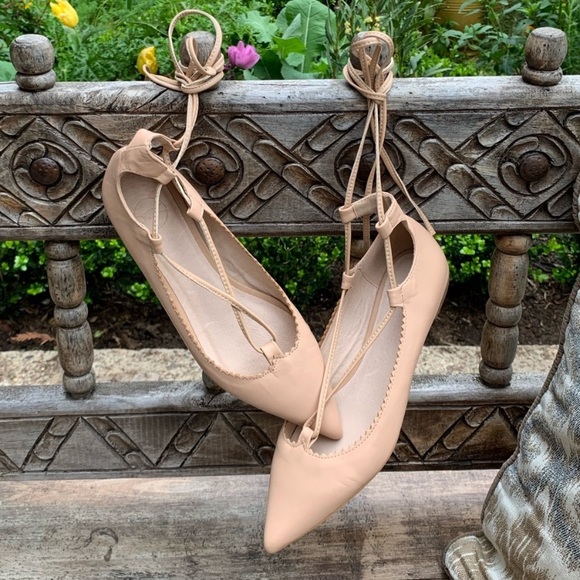 Anthropologie Shoes - Anthropologie Nude lace up leather ballet flats